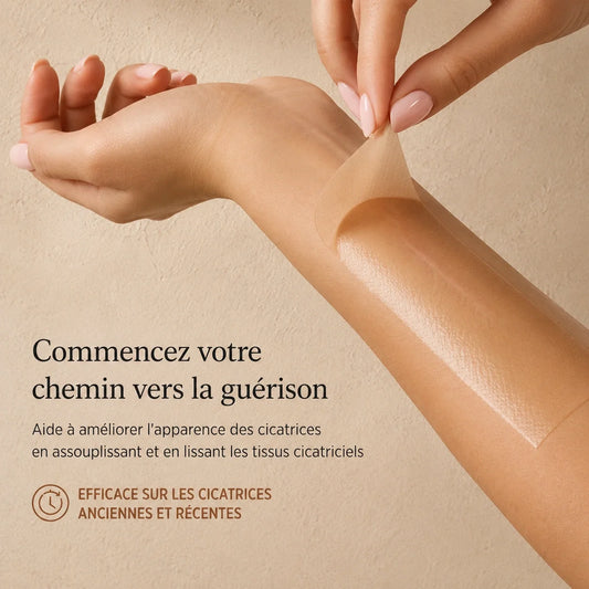 Application d'un patch silicone sur une cicatrice