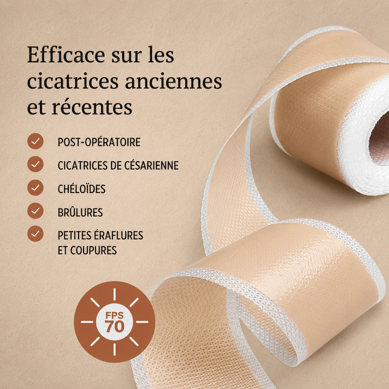 Bande silicone Anouvia — efficace sur cicatrices post-opératoires, césarienne, chéloïdes et brûlures